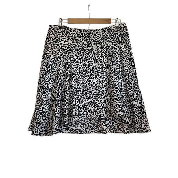 Vtg CHAUS Animal Print A-Line Skirt Black White Lined Women Size Large Business - Picture 1 of 6